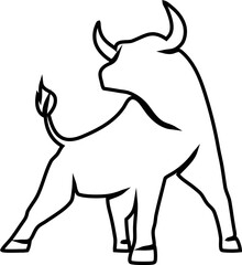 Outline bull icon vector with clean lines. Ideal for agriculture branding, rodeo graphics, or minimal animal-themed illustrations.


