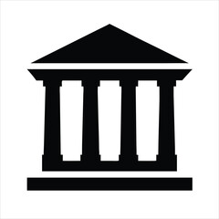Fototapeta premium Minimalist Government Building Icon Vector - Civic & Official Symbol on white background
