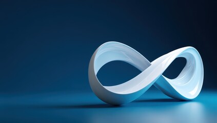 Abstract infinity symbol, white, dark blue background