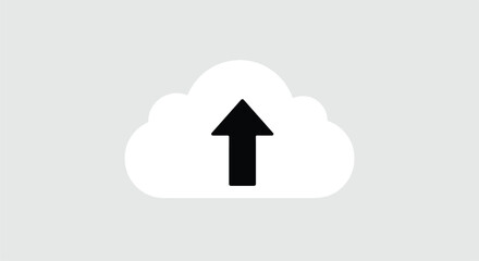 Cloud Upload Icon On Gray Background for file sharing or backup service use