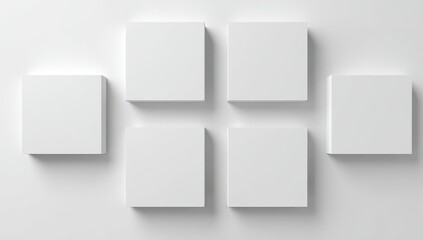 Six white squares arranged symmetrically on a white background