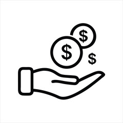 Minimalist Save Money Icon - Hand Holding Dollar for Finance & Investment