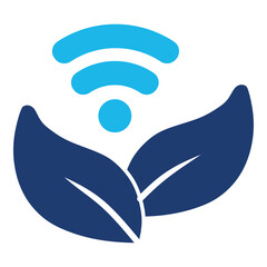 Smart Farm Icon In Blue Monochrome Flat Design, Vector Illustration