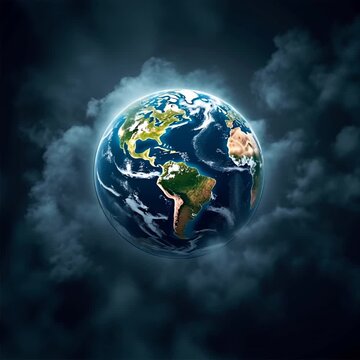 A Stunning View of Earth Surrounded by Mysterious Clouds and Darkness