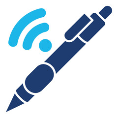 Smart Pen Icon In Blue Monochrome Flat Design, Vector Illustration