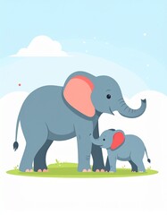 Fototapeta premium Elephant and calf