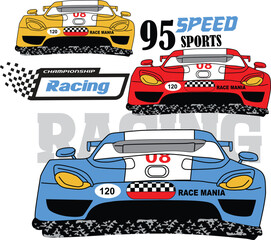 racing sports car  kids t shirt print illustrations vector art
