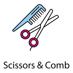 Barber Tools Vector Icon Scissors And Comb