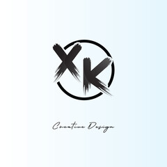 XK Brush Stroke Logo &ndash; Modern Artistic Symbol with Ink Texture for Creative Branding & Visual Identity Design