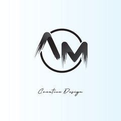 AM Brush Stroke Logo – Modern Artistic Symbol with Ink Texture for Creative Branding & Visual Identity Design