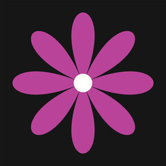 Elegant purple daisy illustration with soft contours and contemporary flair. A decorative element with rich, colorful energy