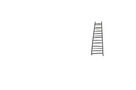 A lone ladder against a black background symbolizing ambition or challenge,