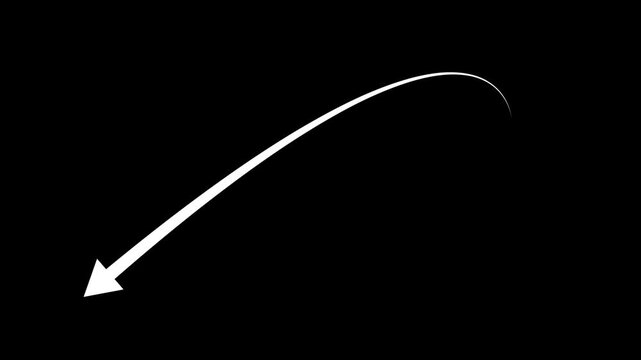 Arrow going down icon animation black background .