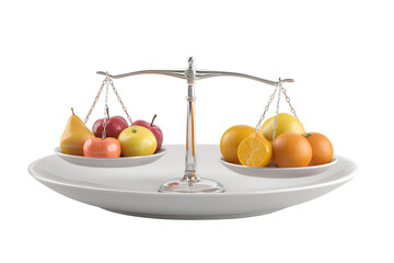 Fruit on a scale balance healthy eating diet
