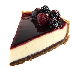 A slice of cheesecake isolated on transparent background