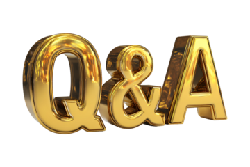Golden Q&A 3D letters shiny luxury