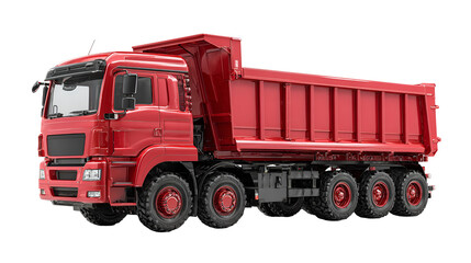 Red dump truck heavy machinery transportation vehicle