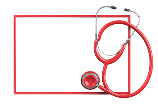 Red Stethoscope in Red Frame Medical Healthcare