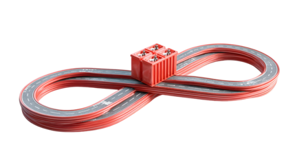 Red Battery Pack on Infinity Road Symbol Electric Vehicle Power