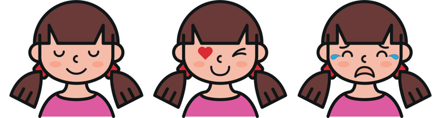 Get a lively collection of girl facial expressions vector illustration, perfect for adding personality to your designs. Ideal for websites, apps, and creative projects!
