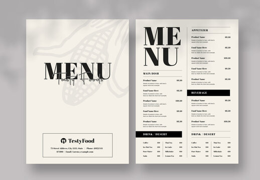 Food Menu Design Layout