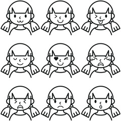 Get a lively collection of girl facial expressions vector illustration, perfect for adding personality to your designs. Ideal for websites, apps, and creative projects!