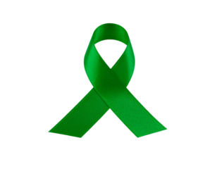 Bright green awareness ribbon isolated on transparent background