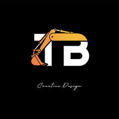 TB Excavator Arm Construction Logo - Bold Industrial Letter mark Design for Heavy Equipment, Contractor Branding & Modern Engineering Identity