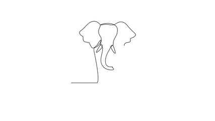 Animated self drawing of World Elephant Day video design illustration. World Elephant Day themes design concept in simple linear continuous line. Suitable design for your campaign and design asset.