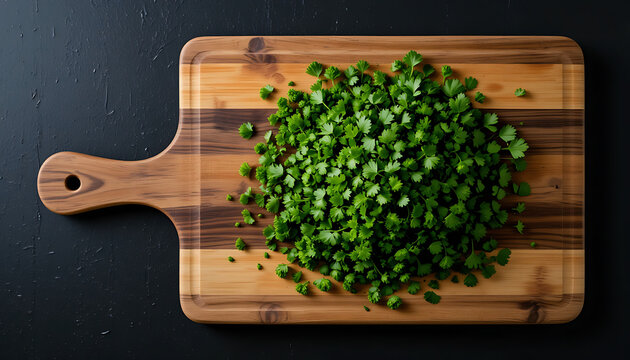Vibrant Fresh Herbs: Culinary Delight on Rustic Wooden Board
