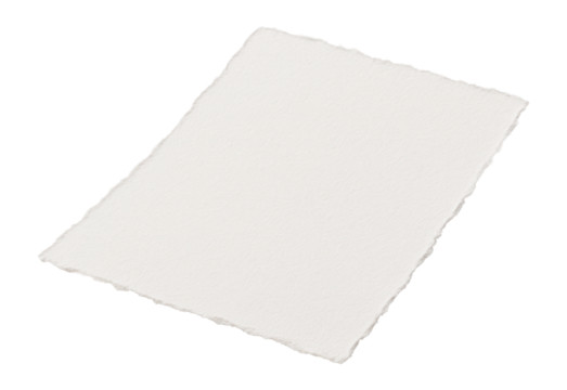 A sheet of handmade paper with deckled edges, featuring a textured and natural appearance, ideal for crafting, invitations, or artistic projects.