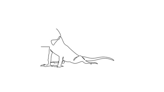 Animated self drawing of world lizard day video design illustration. Animal world day themes design concept in simple linear continuous line. Lizard design for presentation and educational purpose.