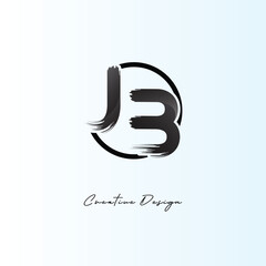 Obraz premium JB Brush Stroke Logo – Modern Artistic Symbol with Ink Texture for Creative Branding & Visual Identity Design