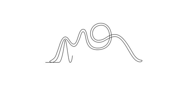 Animates self drawing of National Roller Coaster Day video design illustration. National Roller Coaster hemes design concept in simple linear continuous line. Games for your adrenalin and fun also. 