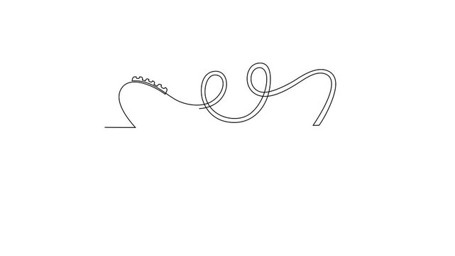 Animates self drawing of National Roller Coaster Day video design illustration. National Roller Coaster hemes design concept in simple linear continuous line. Games for your adrenalin and fun also. 