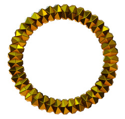 Golden diamond circle on png transparent background.