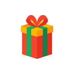 Obraz premium Stylized gift box with red ribbon and green stripes