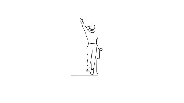 Animated self drawing of World Tourism Day video design illustration. World Tourism Day themes design concept in simple linear continuous line. Great tourism design for campaign and business purpose.