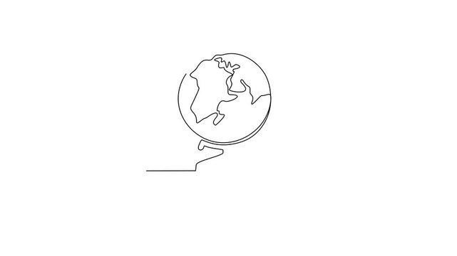 Animated self drawing of World Tourism Day video design illustration. World Tourism Day themes design concept in simple linear continuous line. Great tourism design for campaign and business purpose.