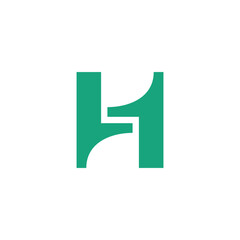 letter h1 simple geometric linked logo vector