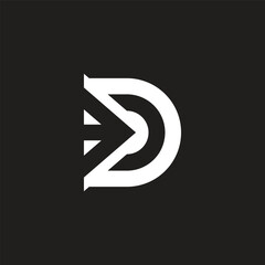 letter d negative space simple geometric logo vector