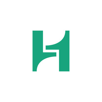 letter h1 simple geometric linked logo vector