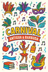 Carnival Holiday, Antigua and Barbuda, Caribbean festival, carnival mask, dancing, musical instruments, festive costumes, 