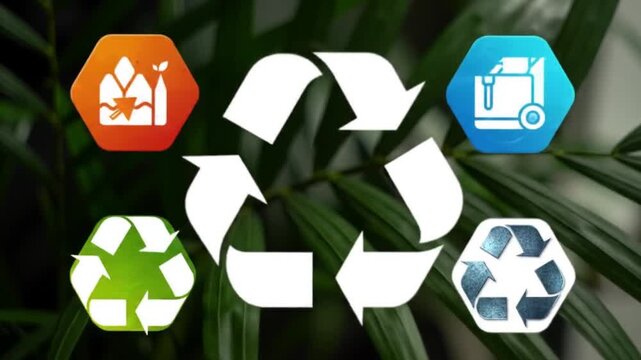 Recycling Concept EcoFriendly Icon with Nature Background for Sustainability.