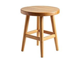 Minimalist Wood Stool Isolated on White Background