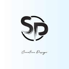 Fototapeta premium SP Brush Stroke Logo – Modern Artistic Symbol with Ink Texture for Creative Branding & Visual Identity Design