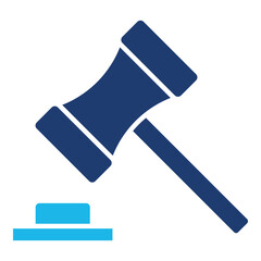 Law Icon In Blue Monochrome Flat Design, Vector Illustration