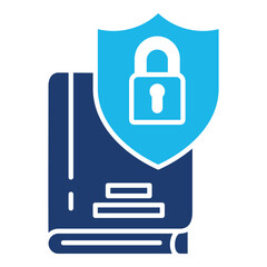 Privacy Law Icon In Blue Monochrome Flat Design, Vector Illustration