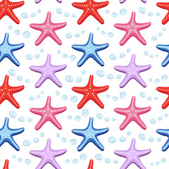 Sea Starfish Seamless Pattern Summer Marine Background Wallpaper