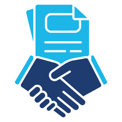 Contracts Icon In Blue Monochrome Flat Design, Vector Illustration